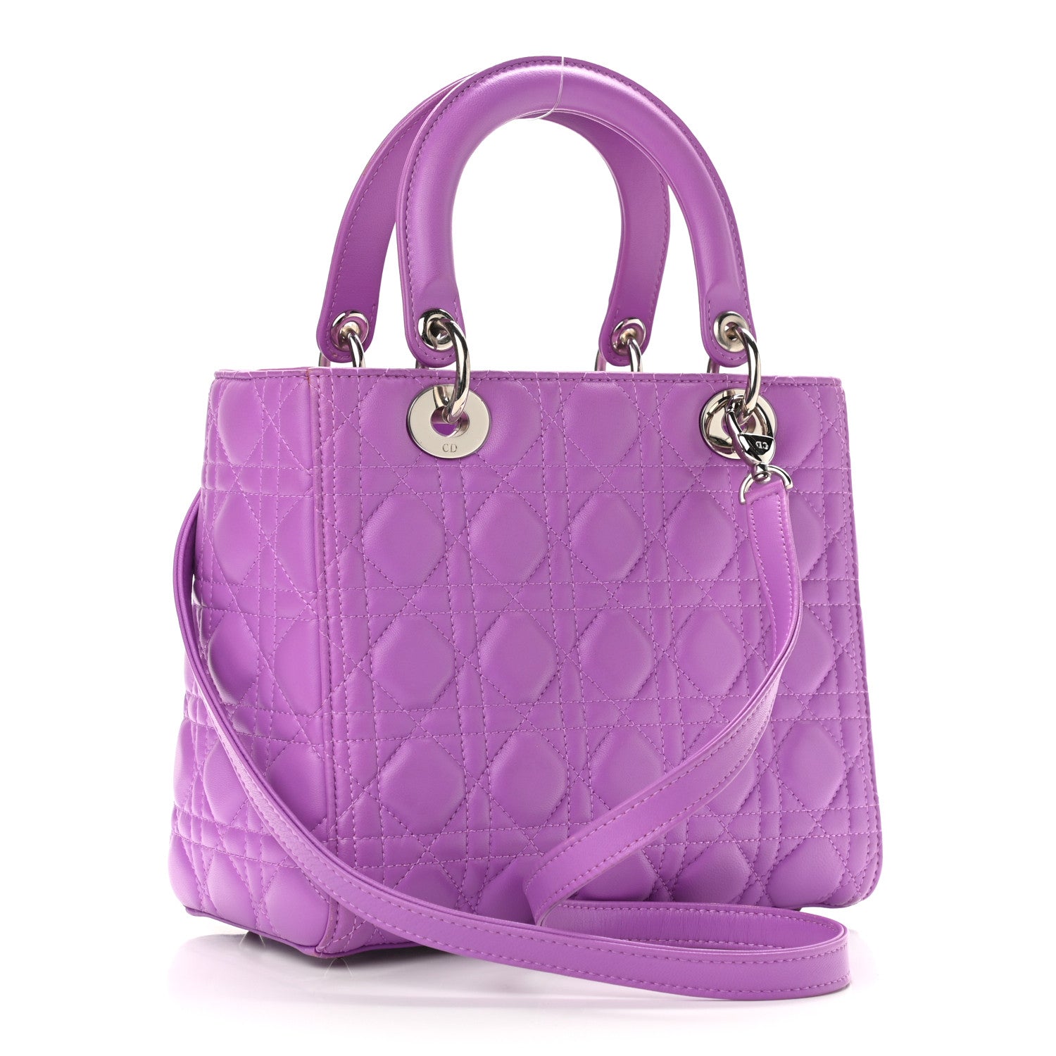 Christian Dior Lambskin Cannage Medium Lady Dior Purple 2 of 9