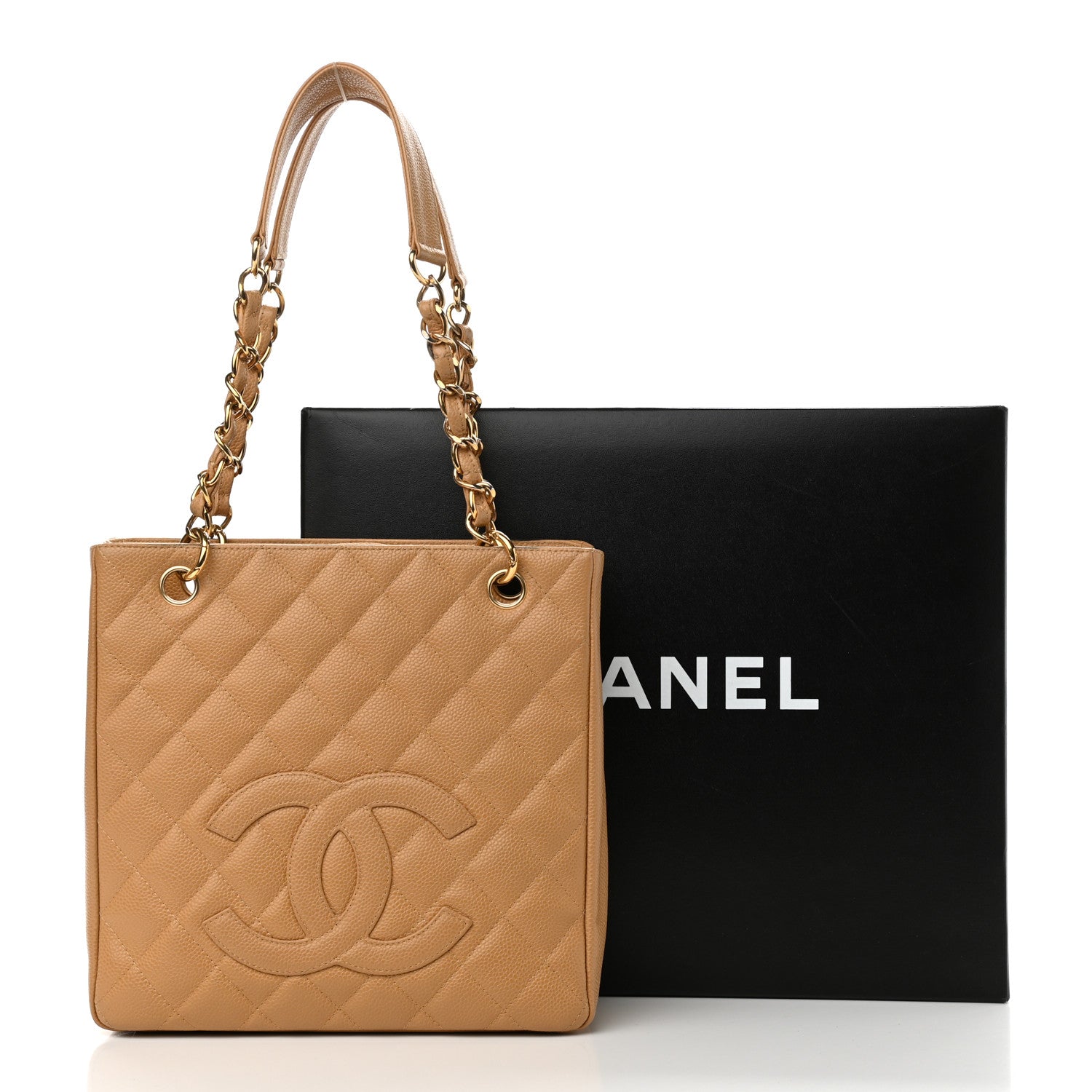 Chanel Caviar Quilted Petit Shopping Tote PST Dark Beige 13 of 13