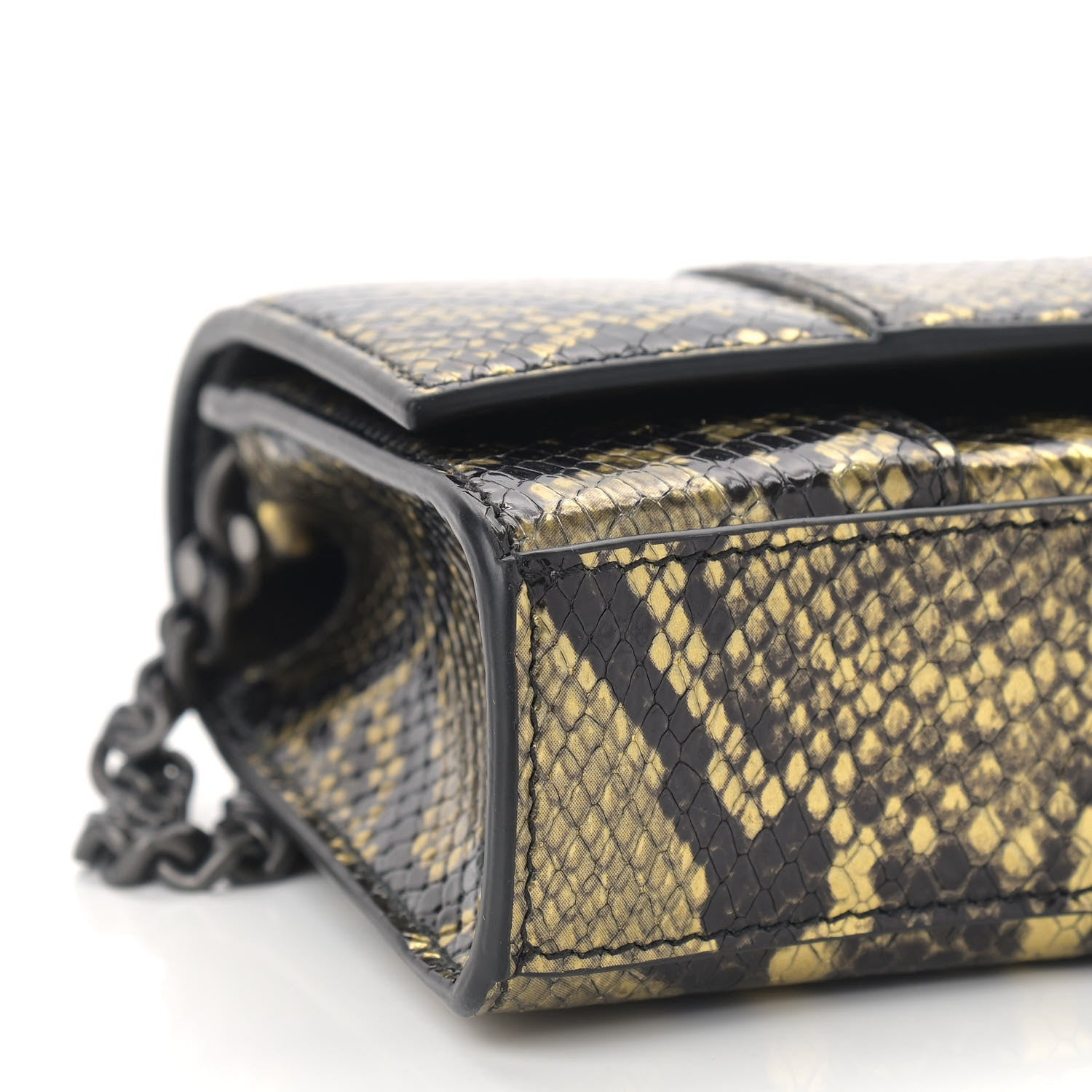 Balenciaga Metallic Calfskin Snake Effect Hourglass Chain Bag Gold Black 7 of 8