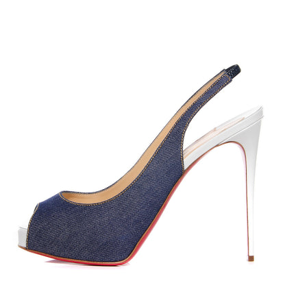 Christian Louboutin Denim Private Number 120 Pumps 41 Blue White 1 of 6