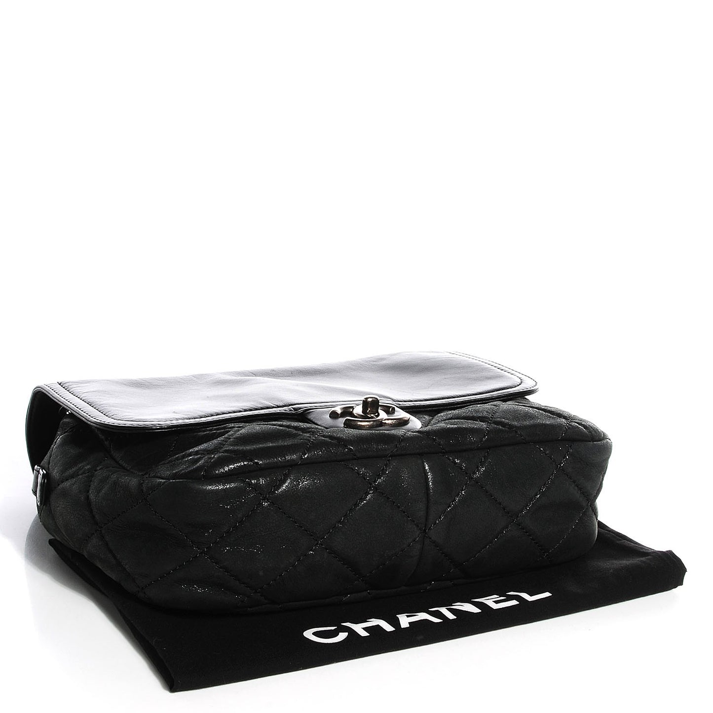 Iridescent Calfskin Medium In the Mix Flap Black