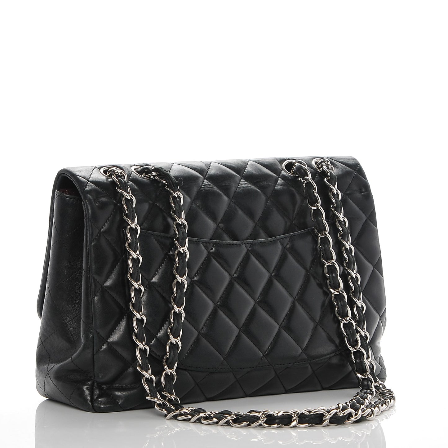 Lambskin Quilted Jumbo Single Flap Black