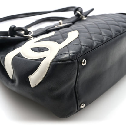 Chanel Calfskin Quilted Large Cambon Flap Black White 9 of 10