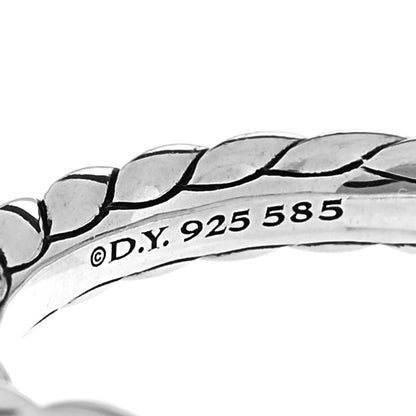 David Yurman Sterling Silver 14K Yellow Gold Green Onyx Petite Cable Ring 52 6 4 of 4