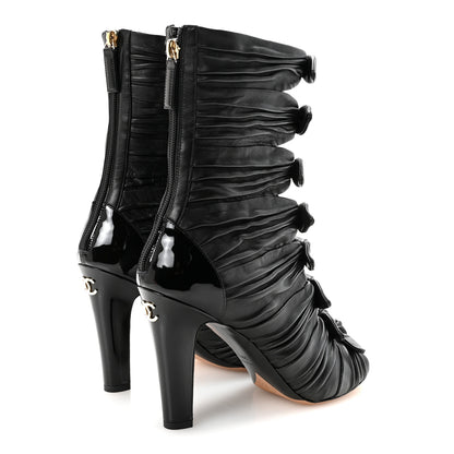 Chanel Lambskin Patent Bows Boots 39.5 Black 5 of 9