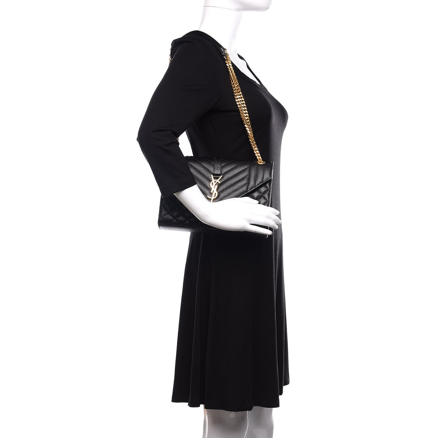 Grain De Poudre Textured Mixed Matelasse Triquilt Medium Monogram Satchel Black