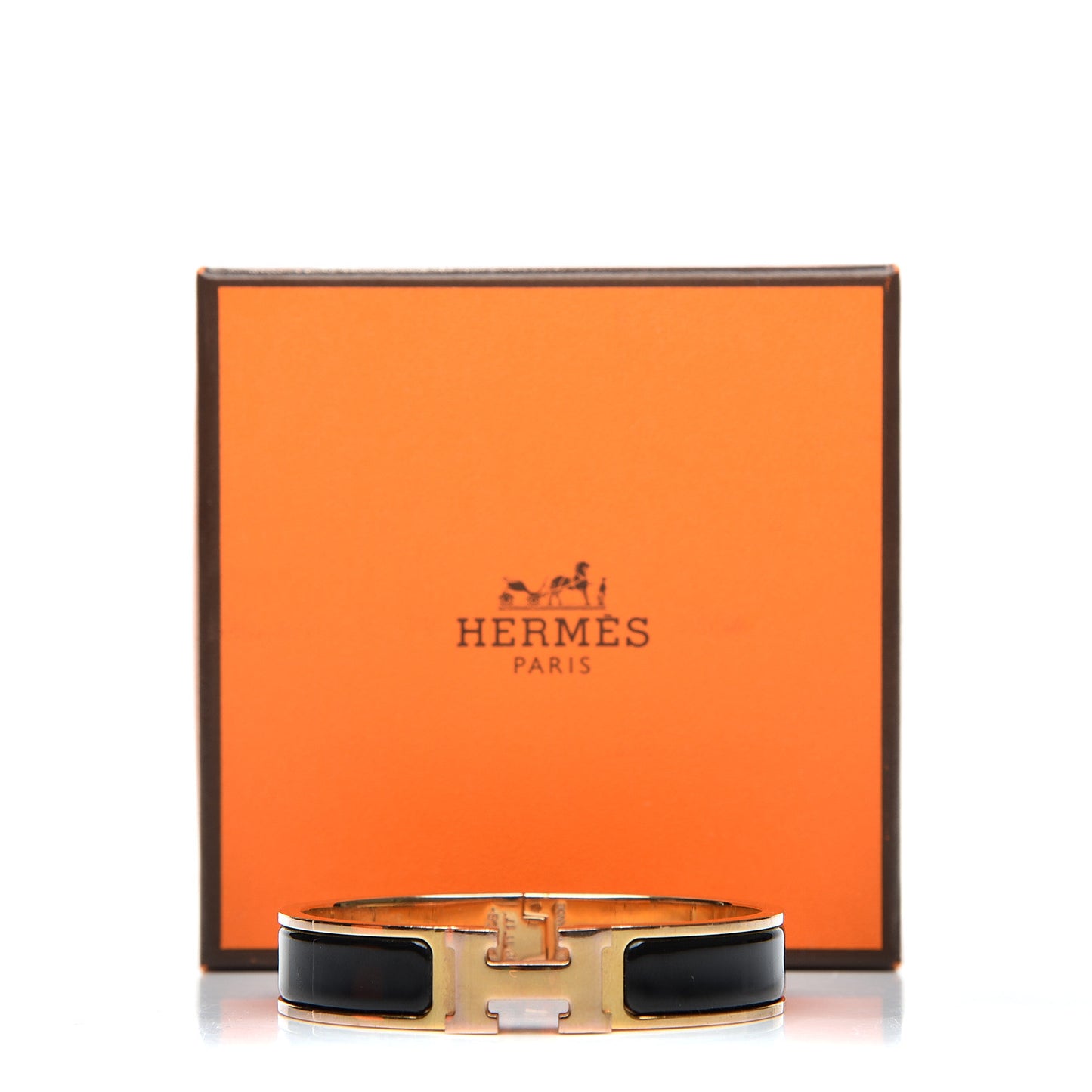 Enamel Narrow Clic Clac H Bracelet PM Black