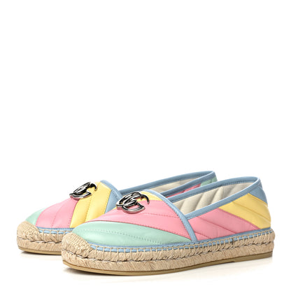 Gucci Nappa Matelasse Diagonal GG Marmont Espadrilles 37.5 Multicolor Pastel 3 of 15
