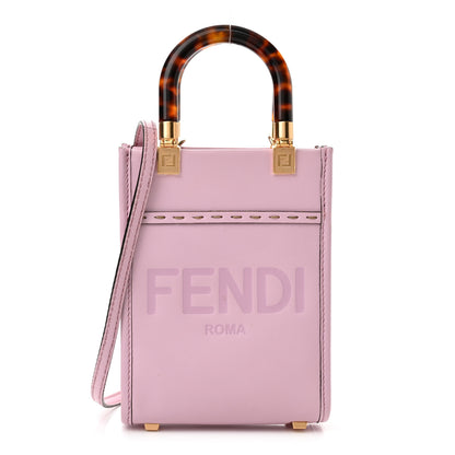Fendi Vitello King Plexiglass Logo Embossed Mini Fendi Sunshine Shopper Tote Lavanda 1 of 11