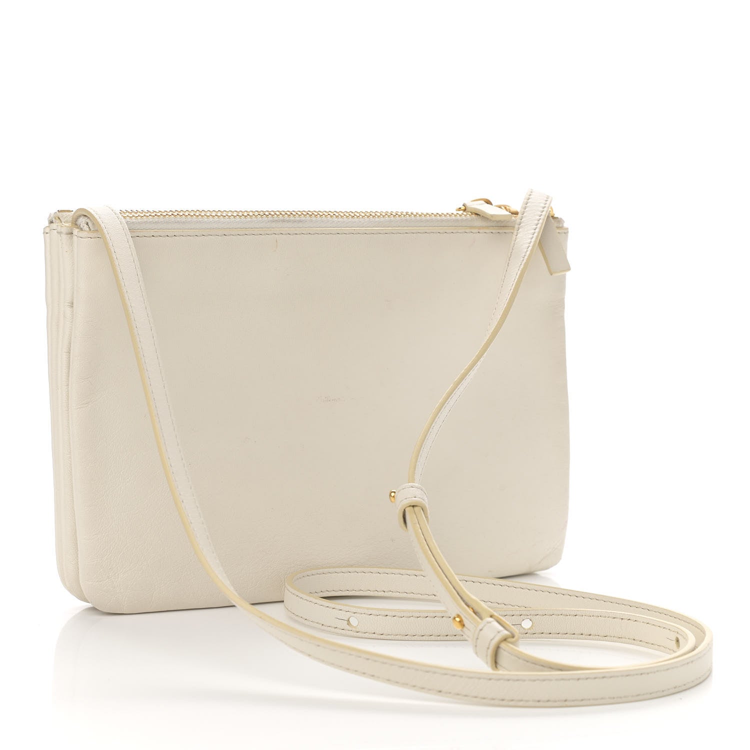 Celine Lambskin Small Trio Crossbody Bag White 3 of 13