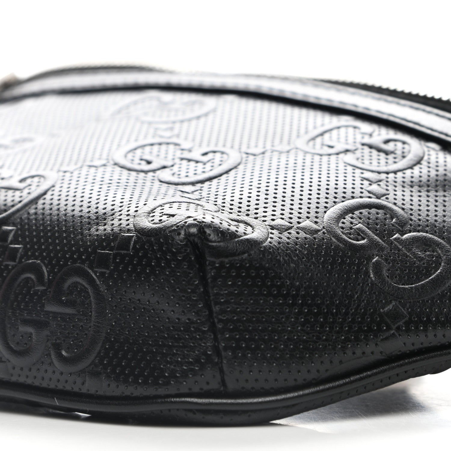 Gucci Calfskin GG Tennis Embossed Belt Bag Black 9 of 11