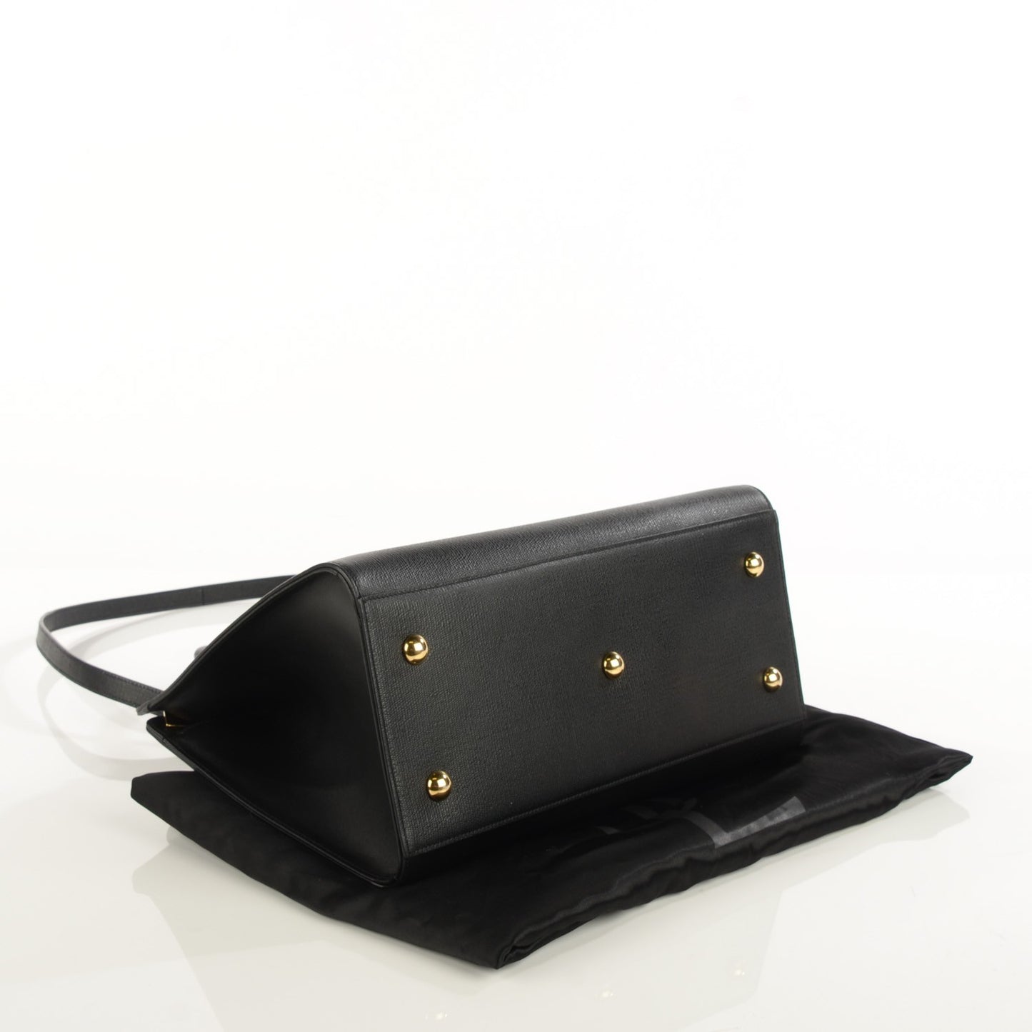 Textured Leather Classic Small Cabas Y Bag Black