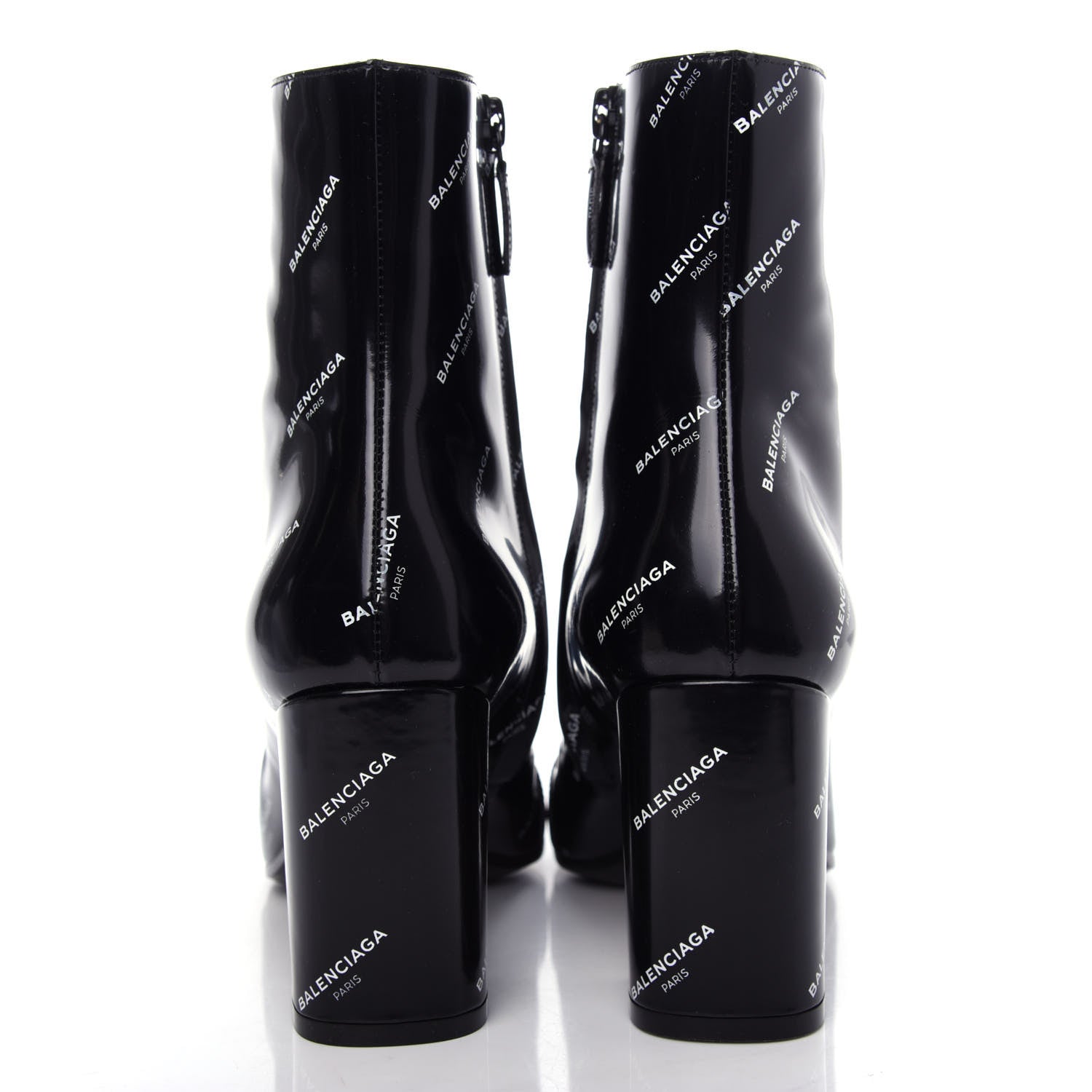 Balenciaga Patent Allover Logo Ankle Boots 37.5 Black 7 of 10