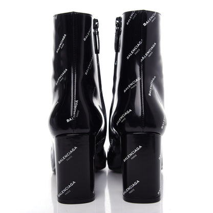 Balenciaga Patent Allover Logo Ankle Boots 37.5 Black 7 of 10