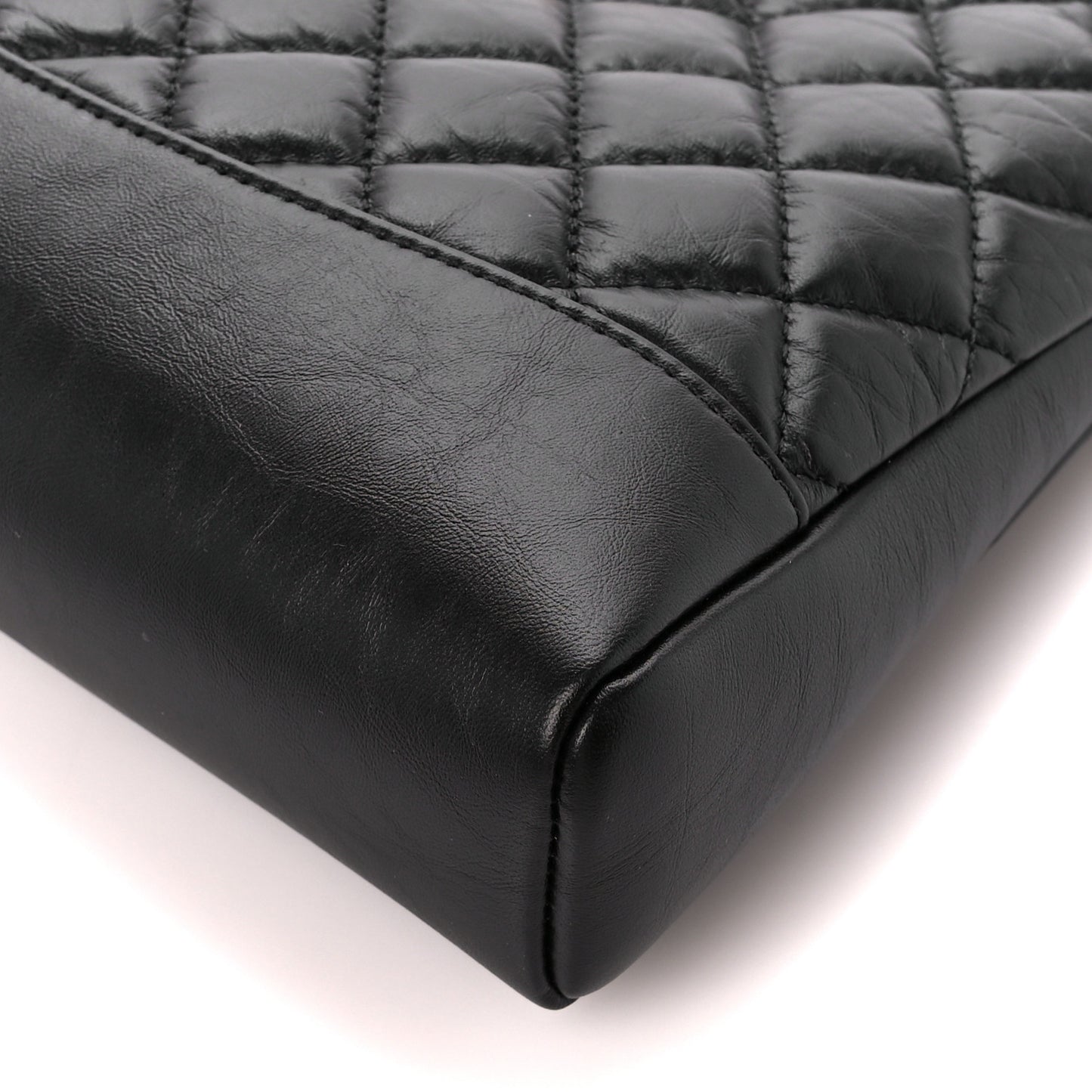 Aged Calfskin Quilted Mini 31 Shopping Bag Black
