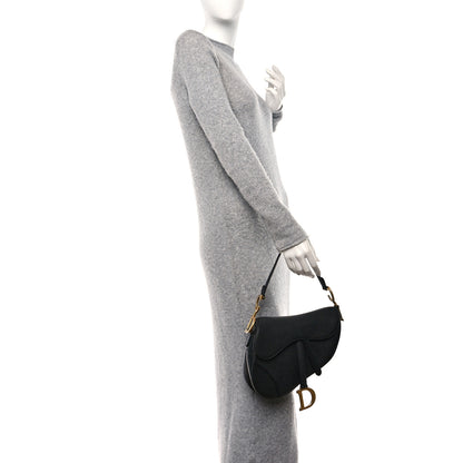 Christian Dior Grained Calfskin Saddle Bag With Strap Black 2 of 13
