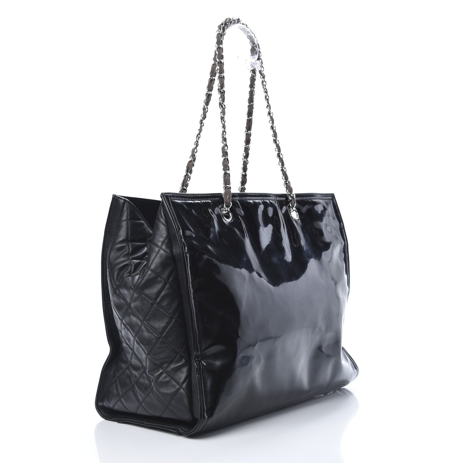 Chanel Vinyl Lipstick Ligne Tote Black 3 of 17