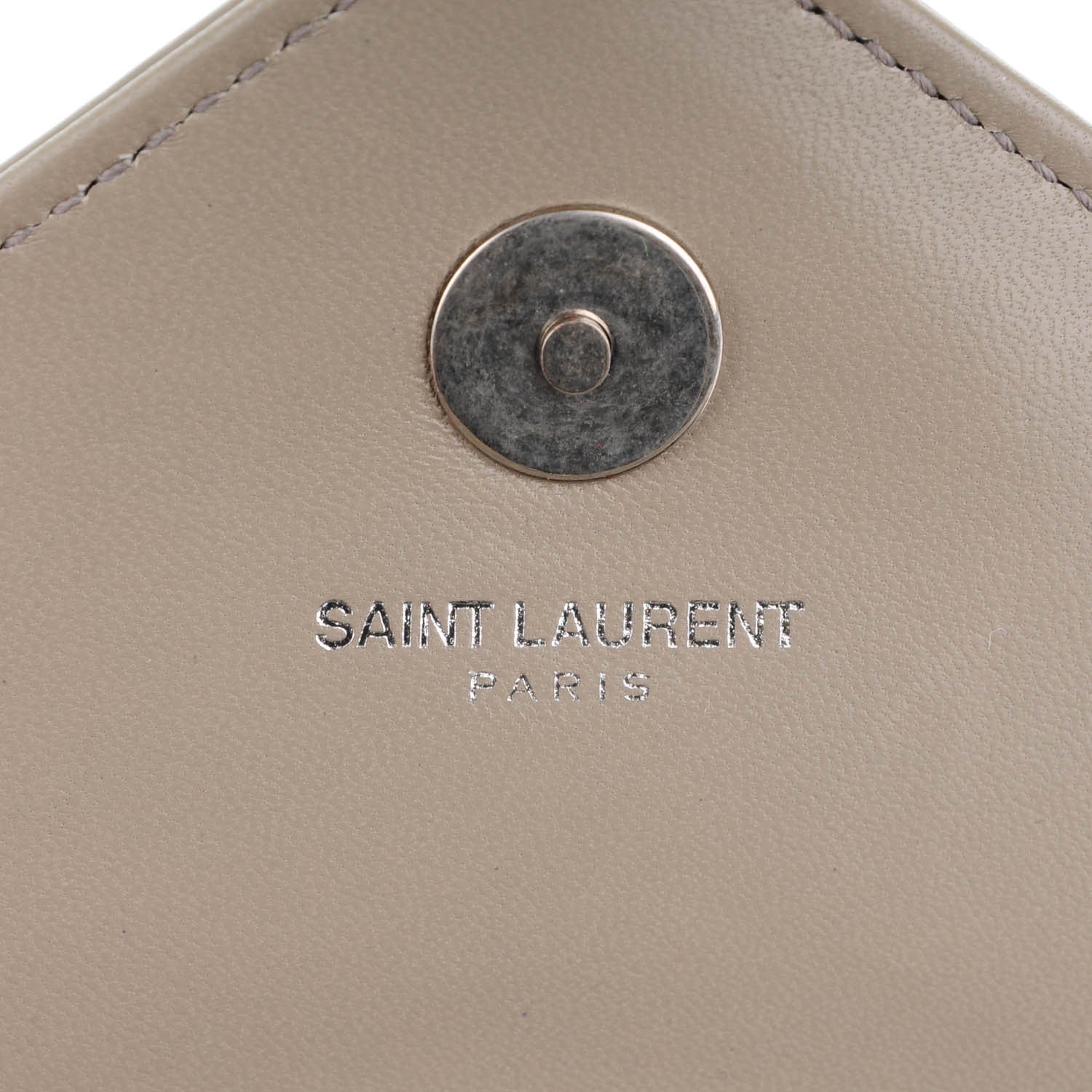 Saint Laurent Patent Matelasse Chevron Monogram Classic Baby Chain Bag Light Grey 6 of 8