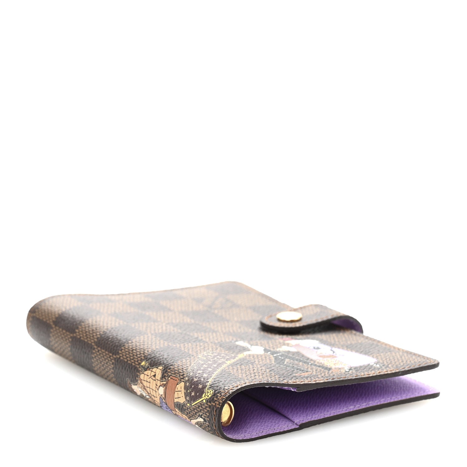 Louis Vuitton Damier Ebene Illustre Small Ring Agenda Cover Violet 4 of 8