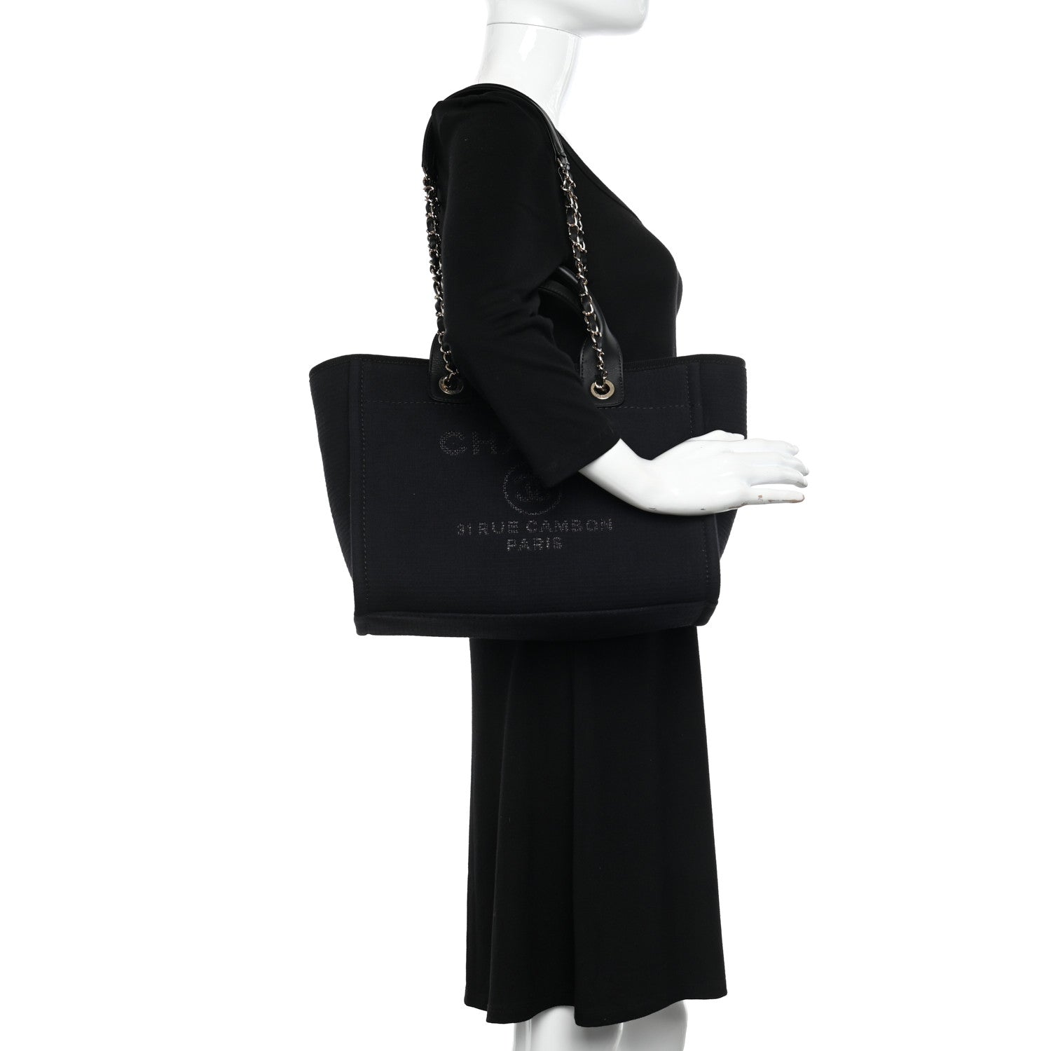 Chanel Mixed Fibers Small Deauville Tote Black 2 of 13