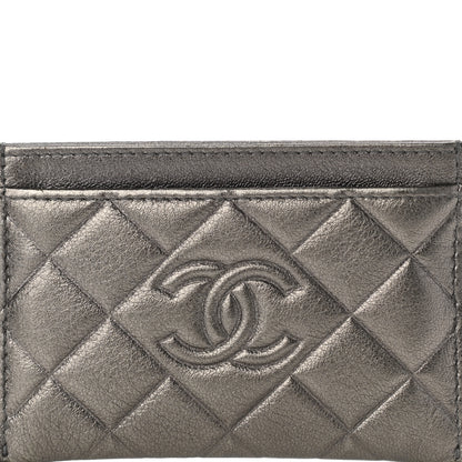 Chanel Metallic Calfskin Quilted Diamond CC Card Holder Pewter 9 of 9
