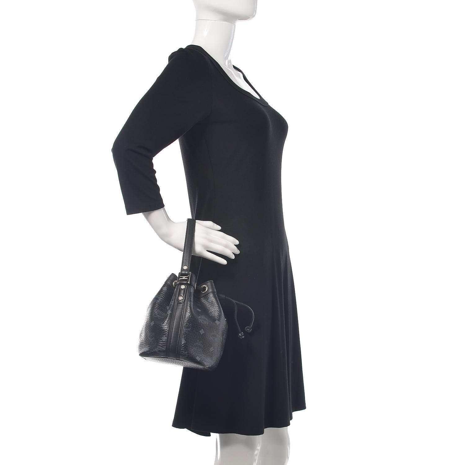 MCM Visetos Essential Drawstring Bucket Bag Black 2 of 12