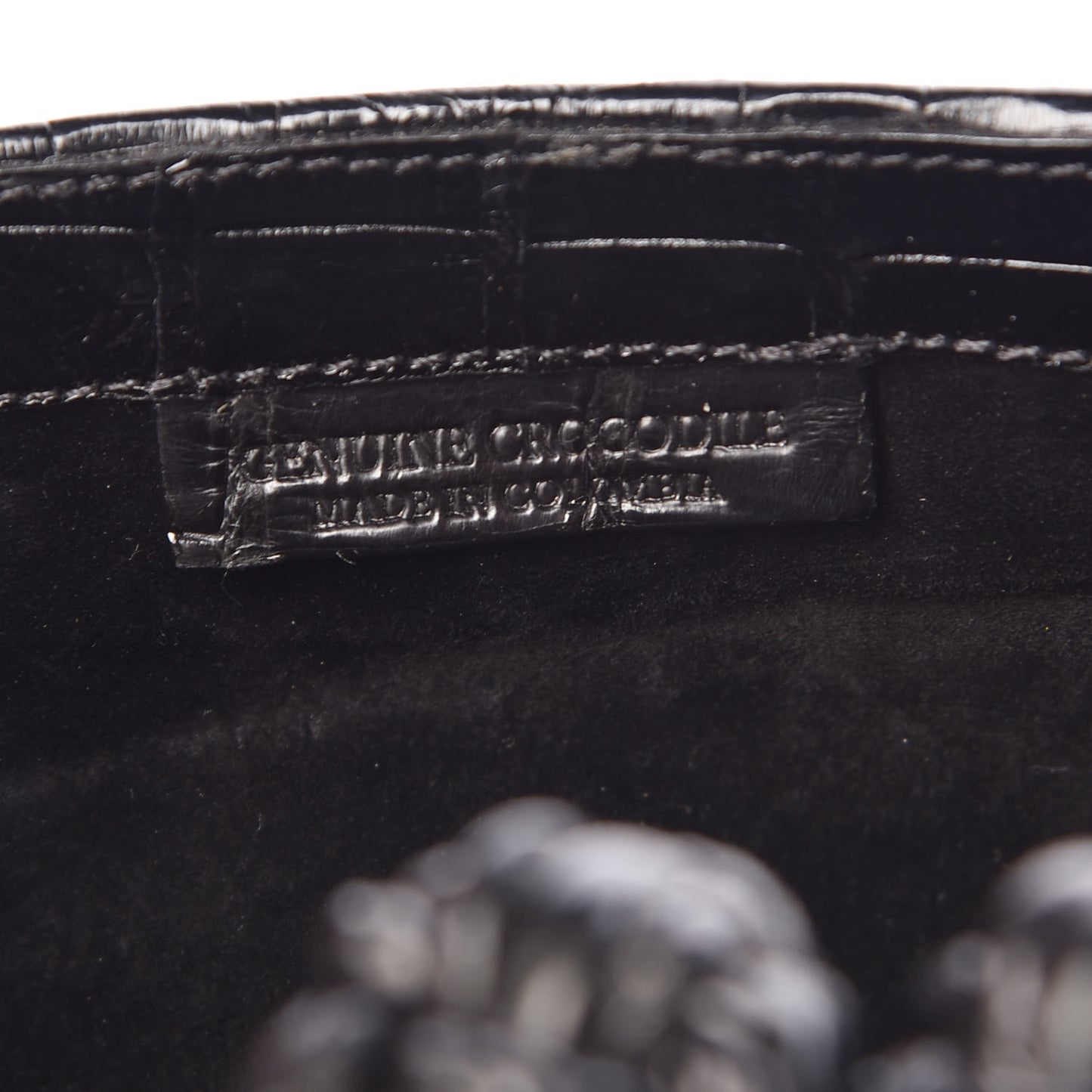 Glossy Crocodile Knot Top Clutch Black