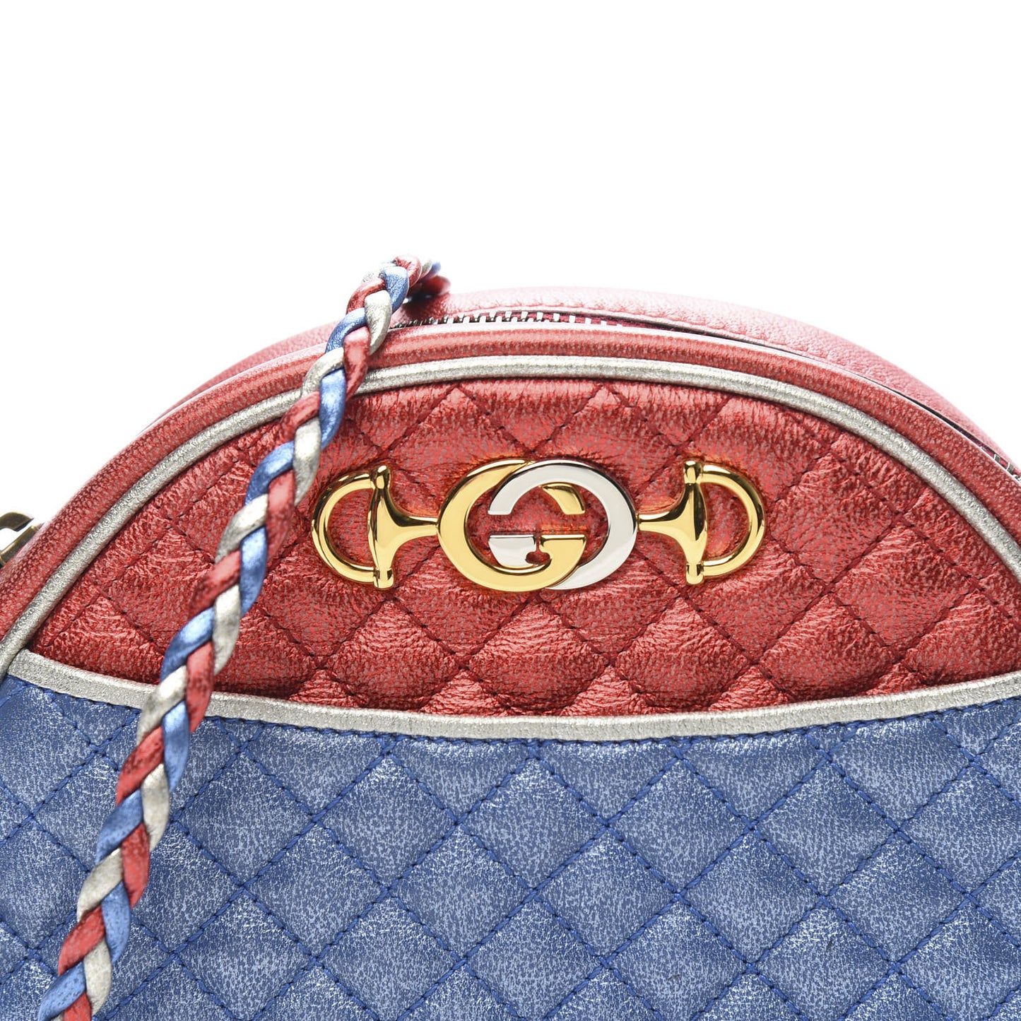 Laminated Nappa Trapuntata Mini Zumi Dome Shoulder Bag Rosso Marine Argento