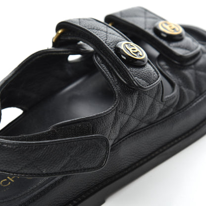 Chanel Grained Calfskin Velcro Dad Sandals 38 Black 18 of 23