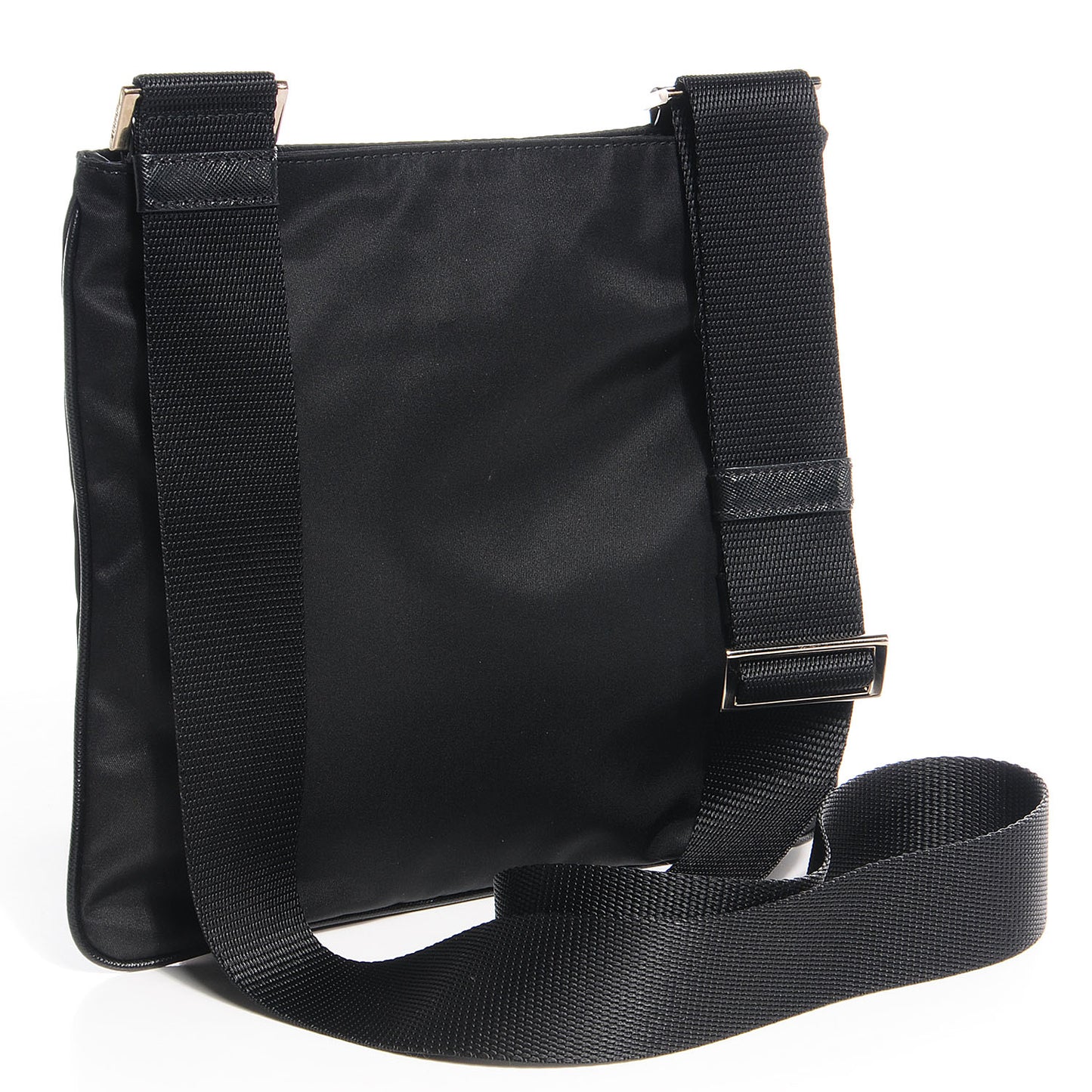 Nylon Small Flat Messenger Bag Black