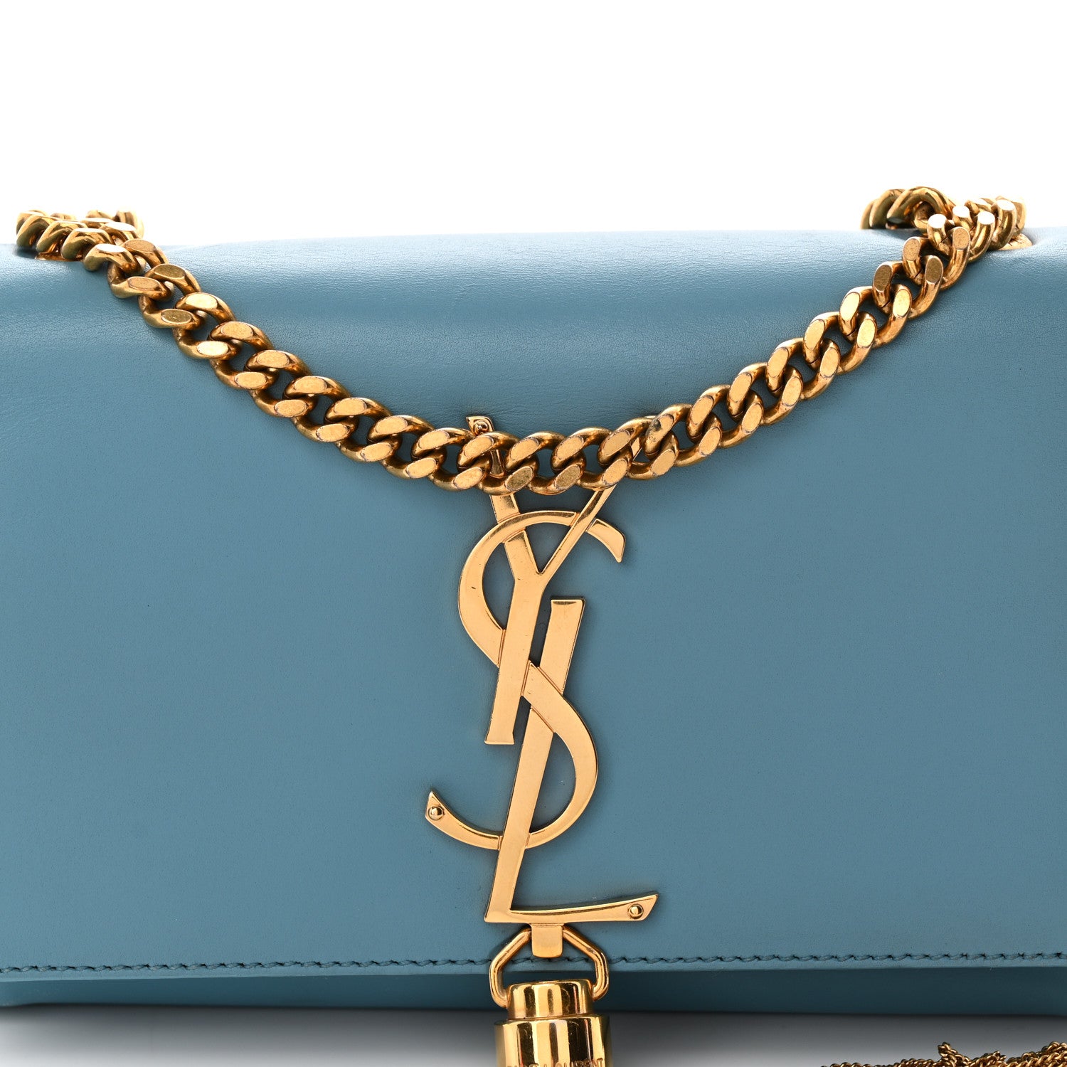 Saint Laurent Smooth Calfskin Small Classic Monogram Kate Tassel Satchel Turquoise 8 of 14