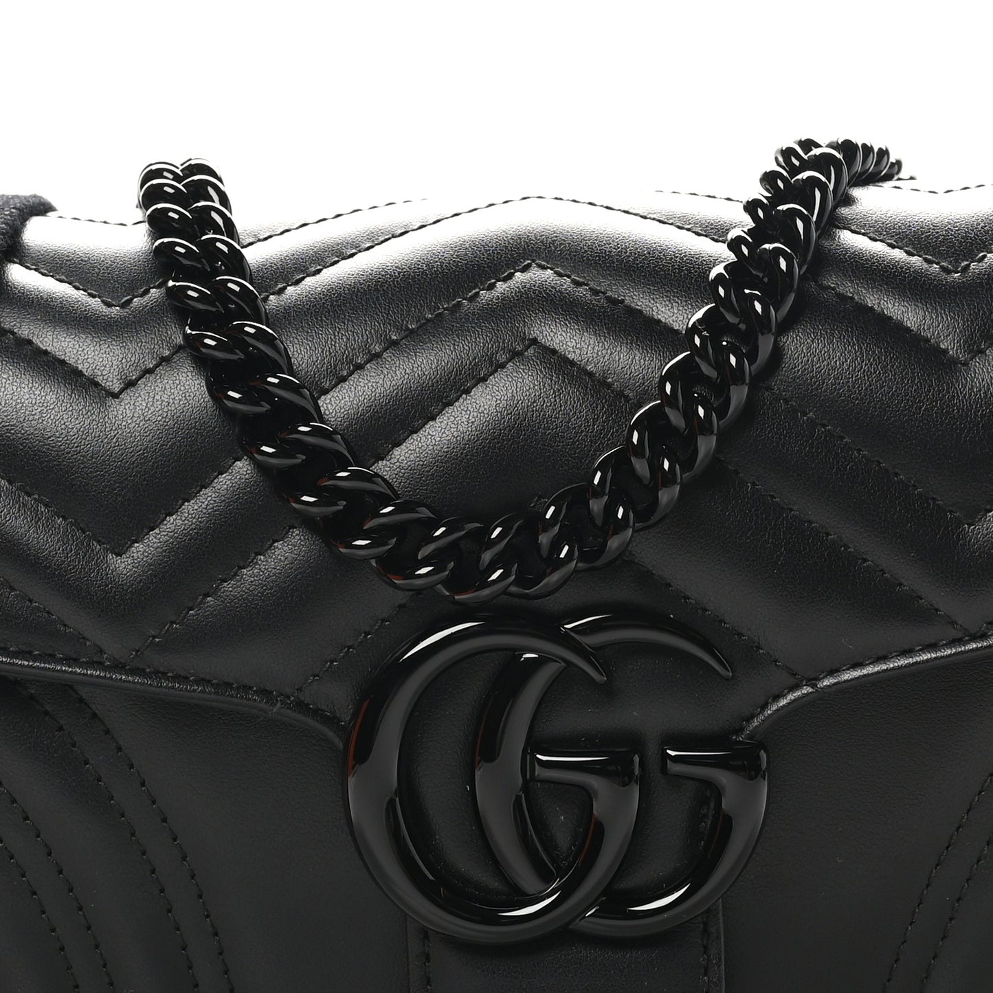 Calfskin Matelasse Monochrome GG Marmont Crossbody Shoulder Bag Black