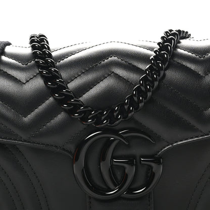 Gucci Calfskin Matelasse Monochrome GG Marmont Crossbody Shoulder Bag Black 8 of 10