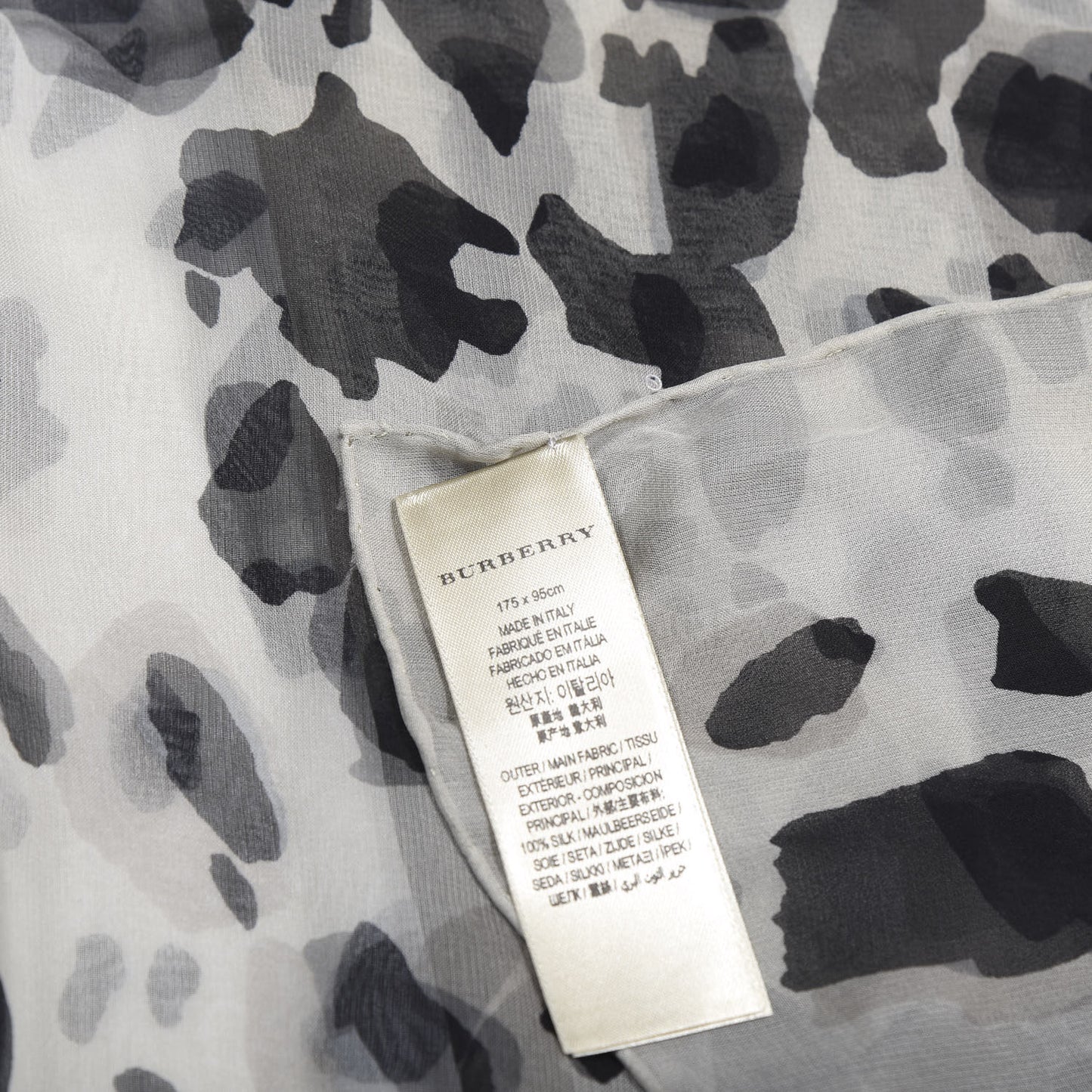 Silk Animal Print Scarf Black White
