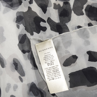 Burberry Silk Animal Print Scarf Black White 4 of 4