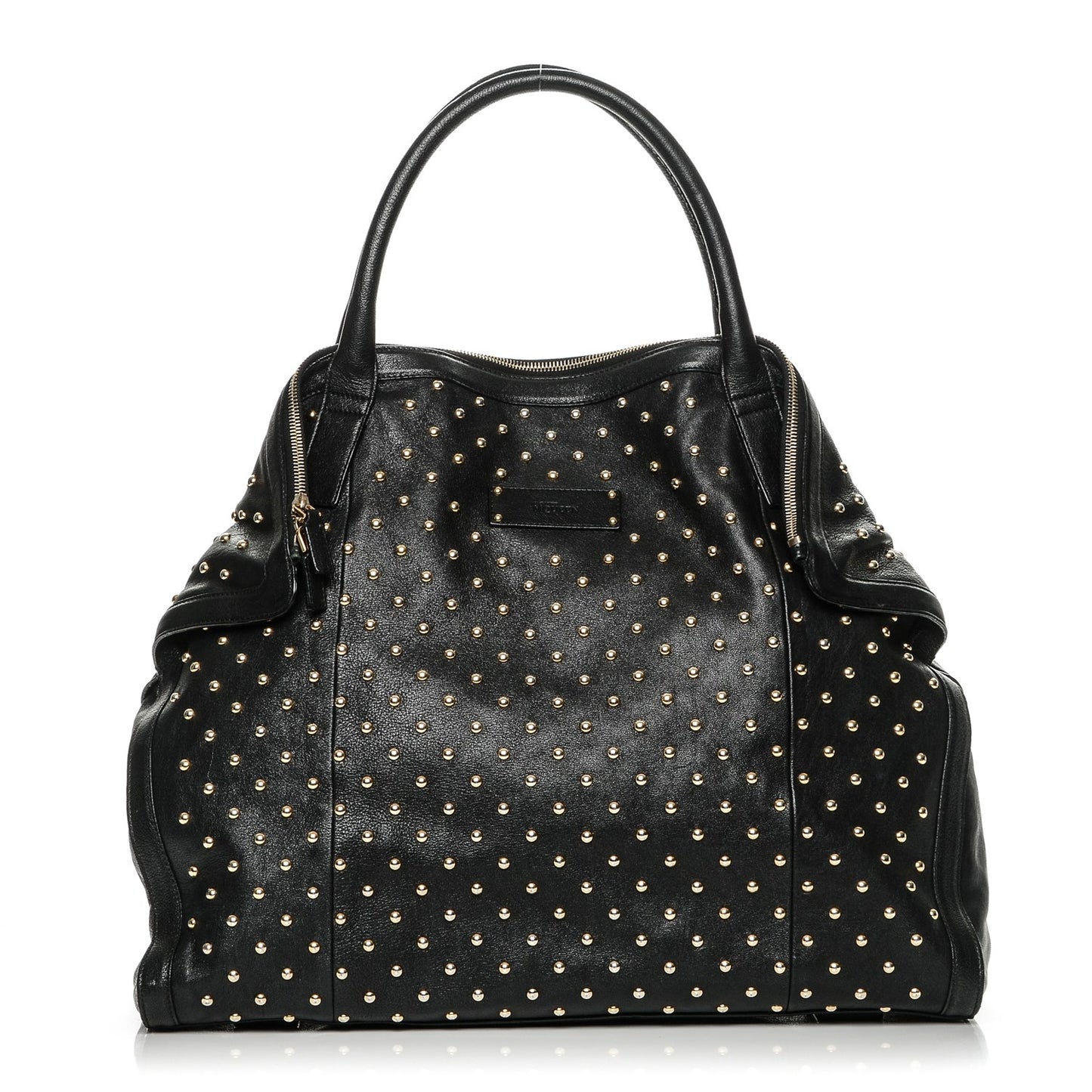 Lambskin Studded Large De Manta Tote Black