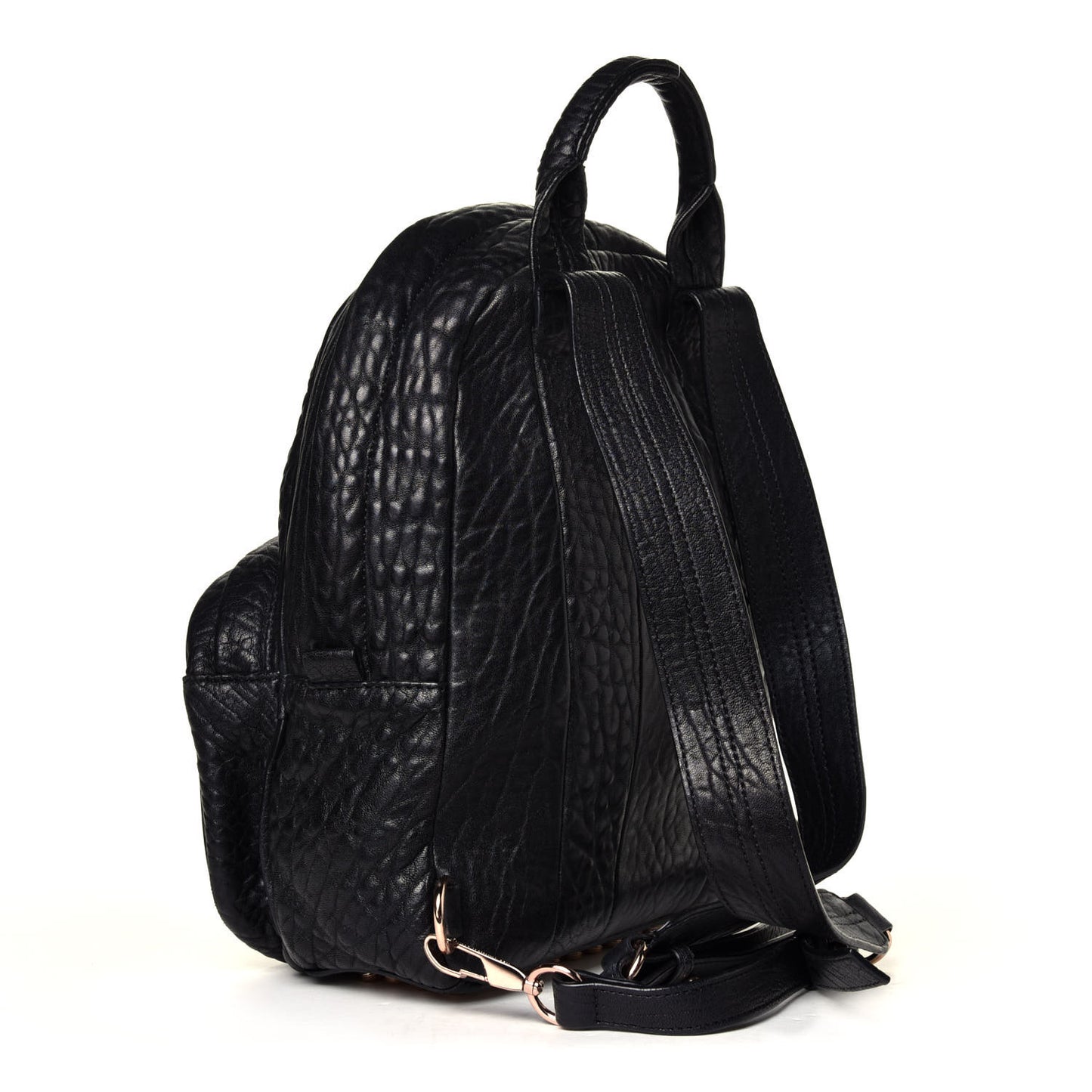 Pebbled Lambskin Dumbo Backpack Black Rose Gold Hardware