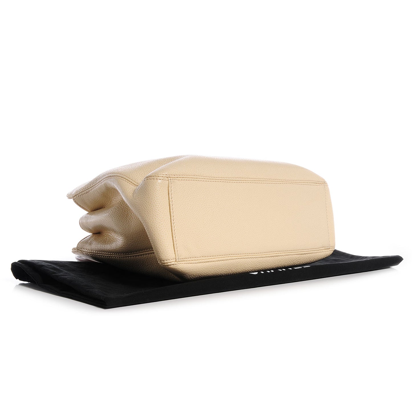 Caviar Wood Handle Handbag Light Beige