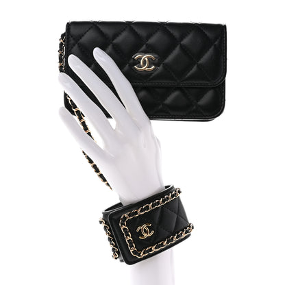 Chanel Lambskin Quilted Flap Card Holder With Cuff Black 2 of 10