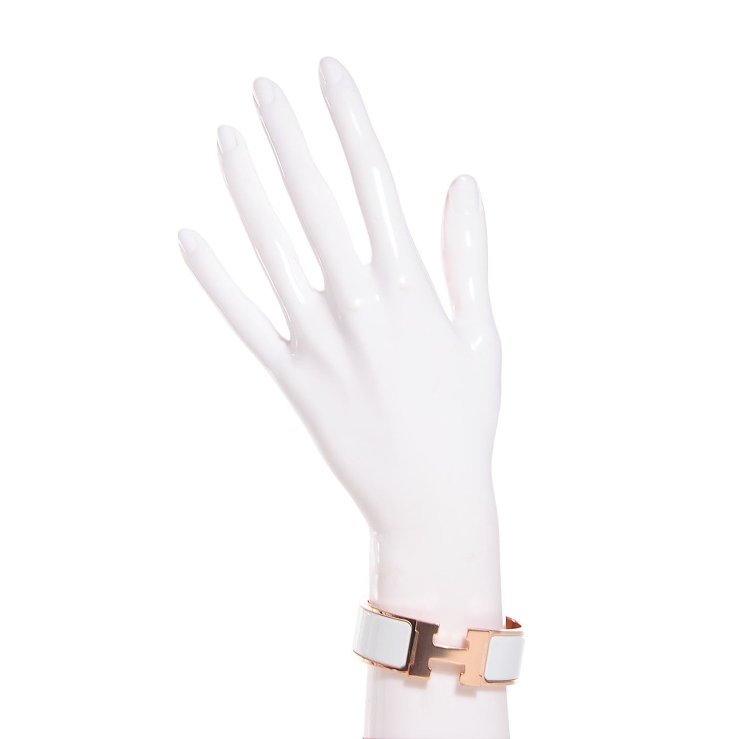 Enamel Wide Clic Clac H Bracelet PM White