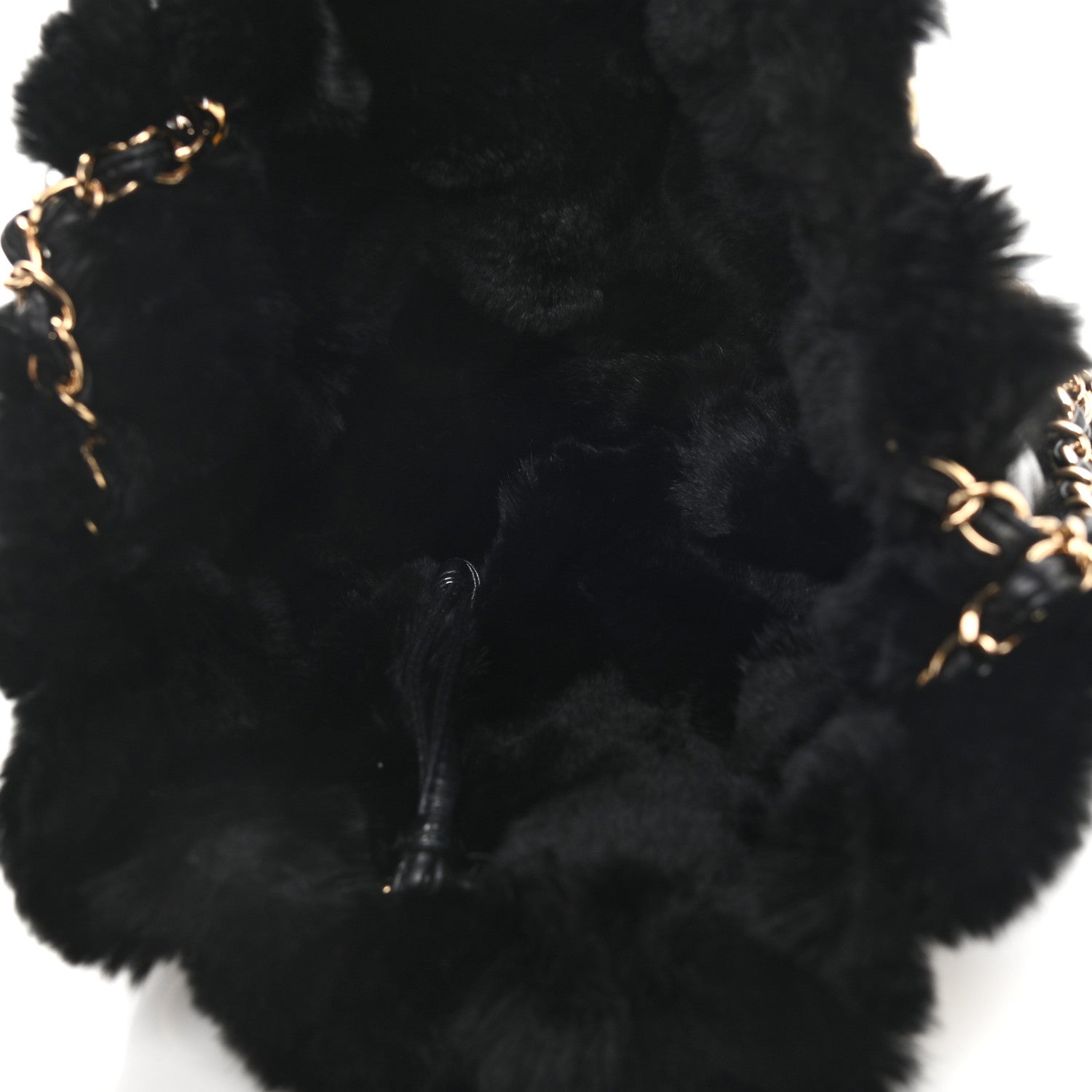 Chanel Rabbit Fur Reversible Drawstring Bag Black 13 of 16