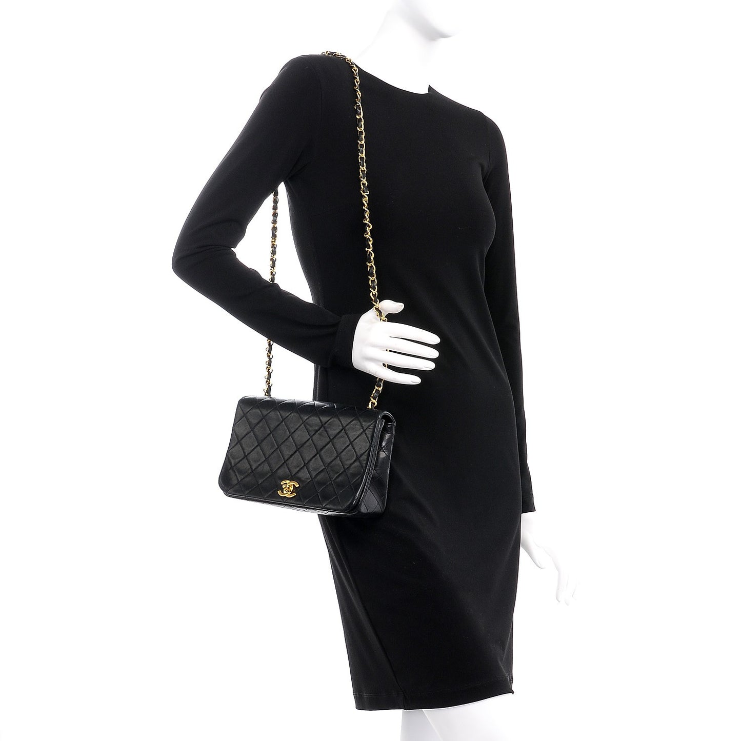 Lambskin Quilted Small Single Flap Black