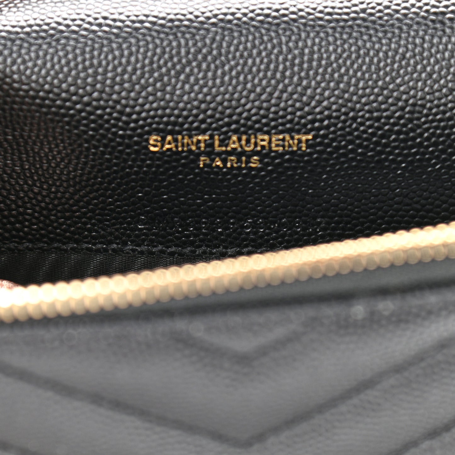 Grain De Poudre Matelasse Chevron Monogram Envelope Chain Wallet Black