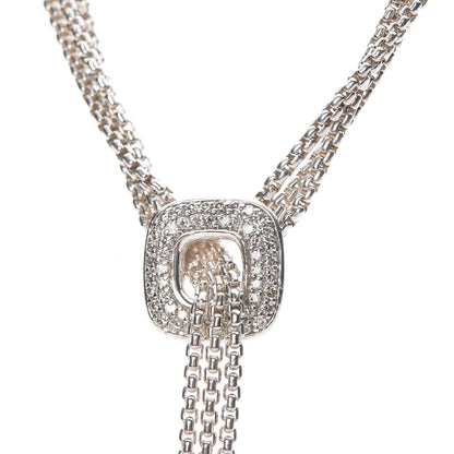 David Yurman Sterling Silver Diamond 14mm Waterfall Lariat Necklace 5 of 5