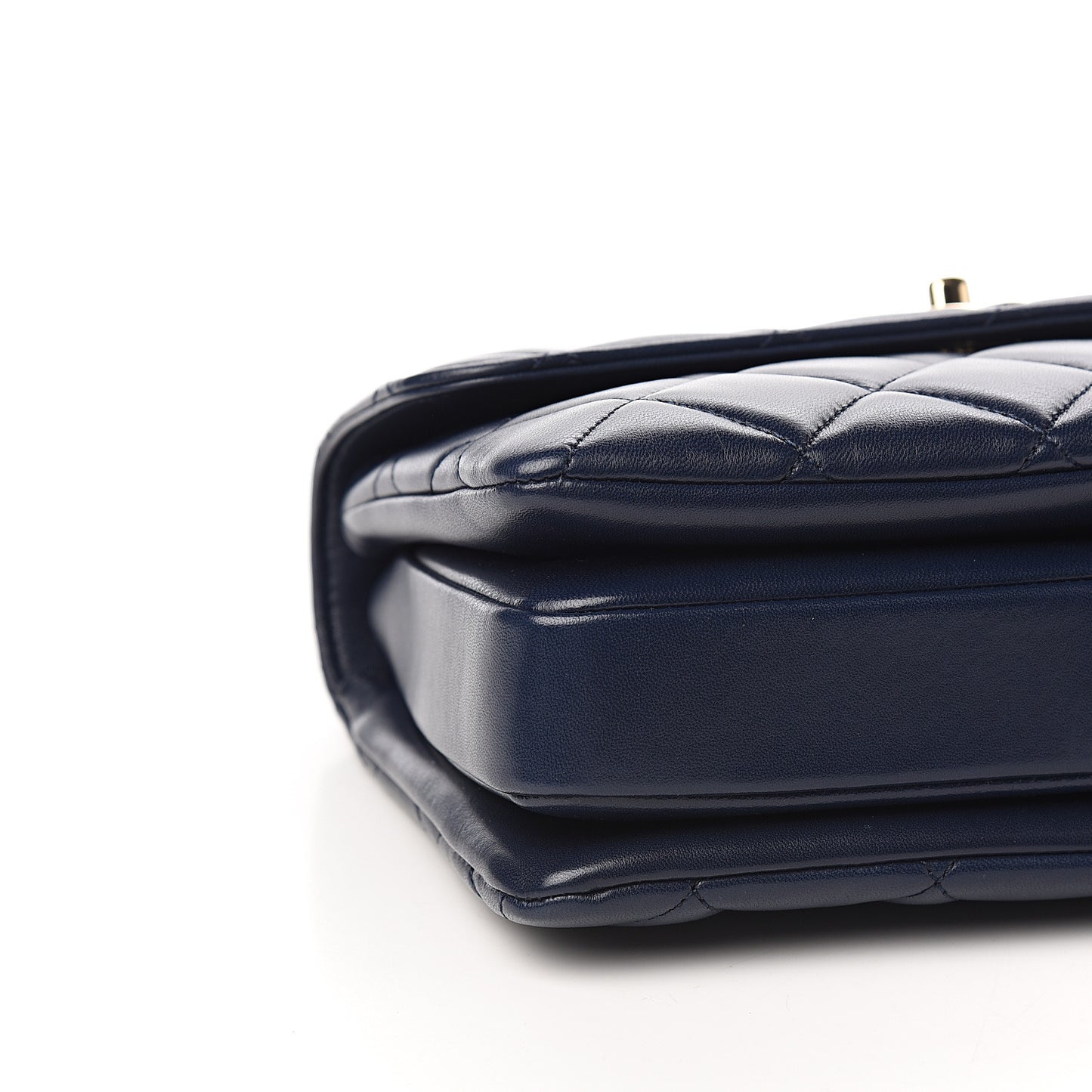 Lambskin Quilted Small Trendy CC Flap Dual Handle Bag Navy