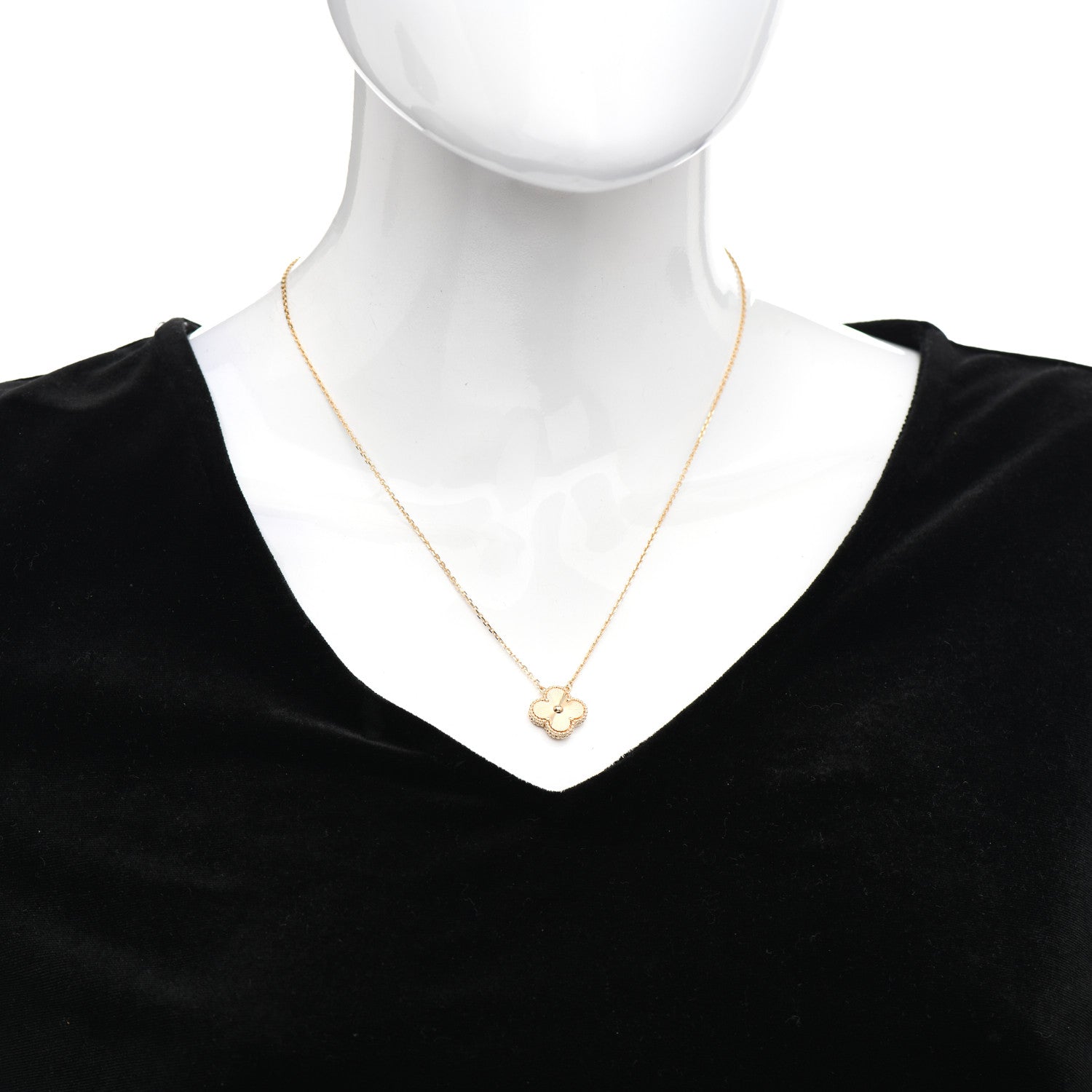 Van Cleef & Arpels 18K Yellow Gold Guilloche Vintage Alhambra Pendant Necklace 2 of 5