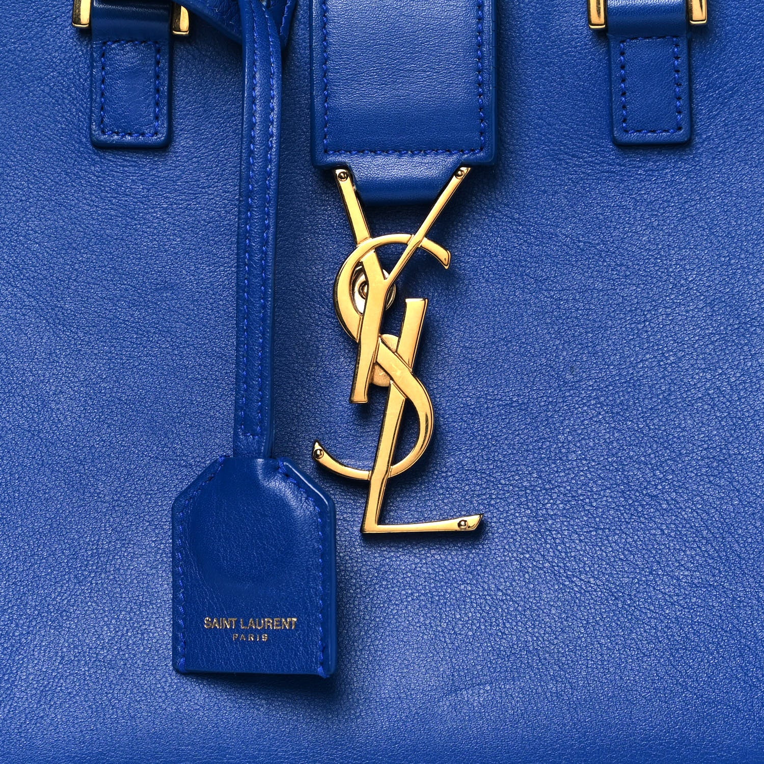 Saint Laurent Calfskin Monogram Baby Cabas Blue 7 of 17