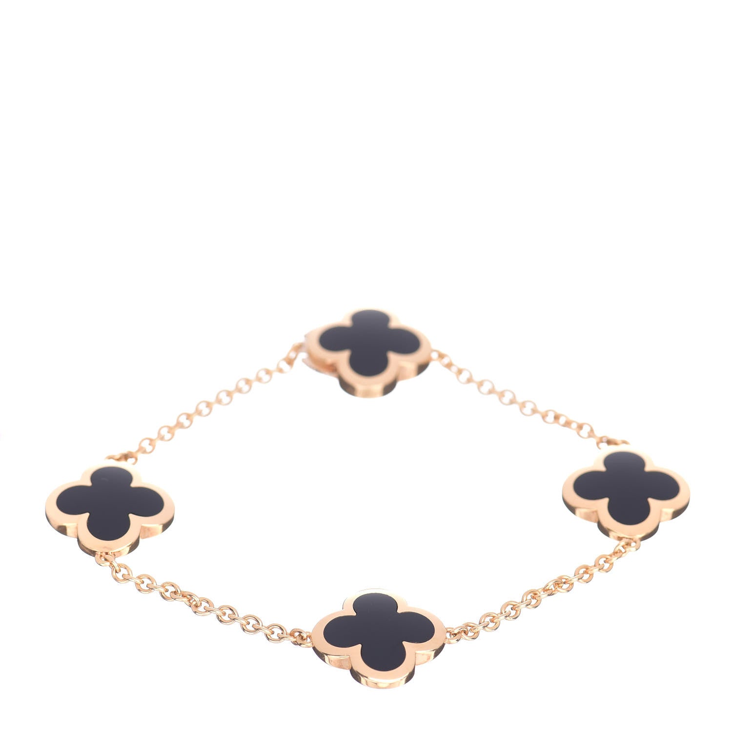Van Cleef & Arpels 18K Yellow Gold Black Onyx 4 Motifs Pure Alhambra Bracelet 1 of 4