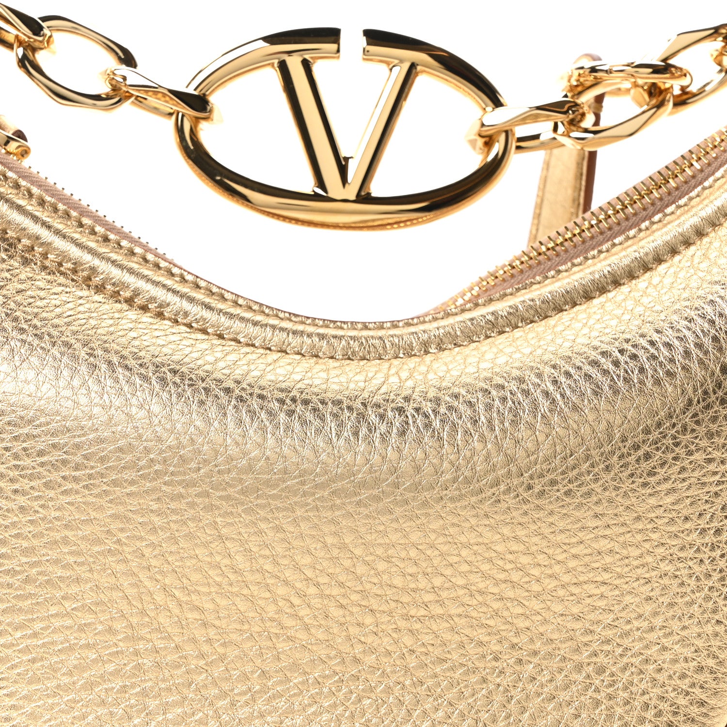 Valentino Garavani Metallic Nappa Mini Vlogo Moon Hobo Bag Gold 7 of 9