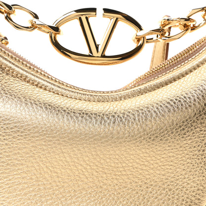 Valentino Garavani Metallic Nappa Mini Vlogo Moon Hobo Bag Gold 7 of 9